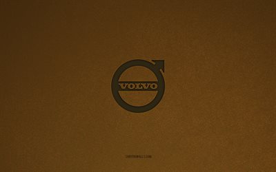 Volvo logo, 4k, car logos, Volvo emblem, brown stone texture, Volvo, popular car brands, Volvo sign, brown stone background