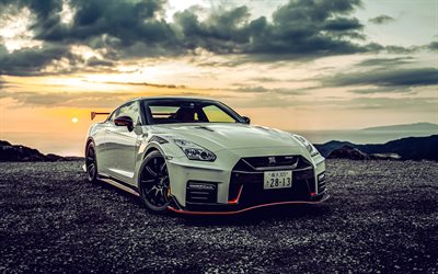 Nissan GT-R Nismo, 4k, sunset, 2019 cars, R35, offroad, JP-spec, Nissan GT-R R35, supercars, tuning, japanese cars, Nissan