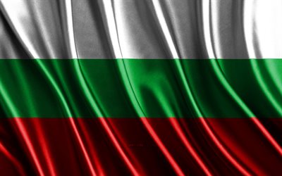 bandera de bulgaria, 4k, banderas 3d de seda, países de europa, día de bulgaria, ondas de tela 3d, bandera búlgara, banderas onduladas de seda, países europeos, bandera de telas de bulgaria, bulgaria, europa