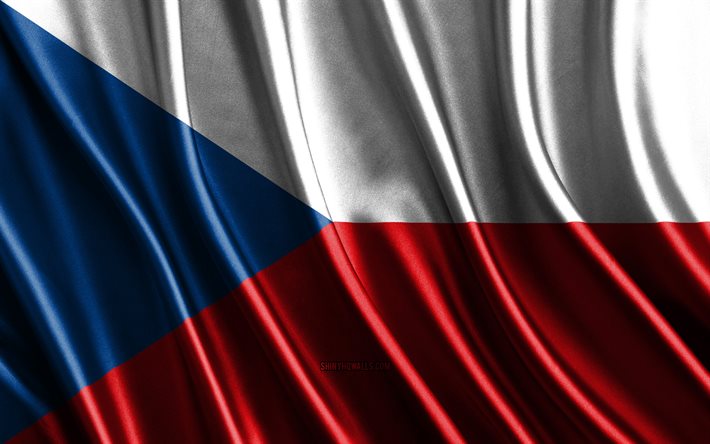 flagge der tschechischen republik, 4k, seiden 3d -flaggen, länder europas, tag der tschechischen republik, 3d -stoffwellen, tschechische flagge, seidenwellenflaggen, europäische länder, tschechische fabric flag, tschechische republik, europa
