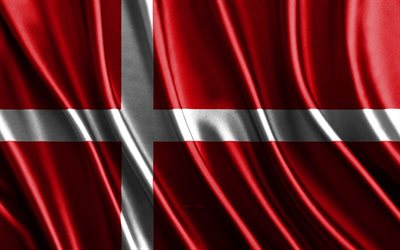 bandera de dinamarca, 4k, banderas 3d de seda, países de europa, día de dinamarca, ondas de tela 3d, bandera danesa, banderas onduladas de seda, países europeos, símbolos nacionales daneses, dinamarca, europa
