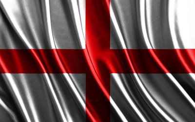 Flag of England, 4k, silk 3D flags, Countries of Europe, Day of England, 3D fabric waves, English flag, silk wavy flags, England flag, European countries, English national symbols, England, Europe