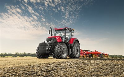 caso ih optum cvx 300, tractor con arado, cultivo de campo, red case ih optum, nuevos tractores, equipo agrícola, estuche, tractor en el campo