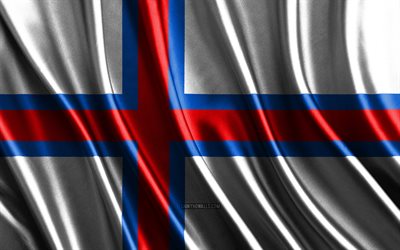 フェロー諸島の旗, 4k, シルク3dフラグ, ヨーロッパの国, フェロー諸島の日, 3dファブリック波, 絹の波状の旗, ヨーロッパ諸国, フェロー諸島の国家シンボル, フェロー諸島, ヨーロッパ