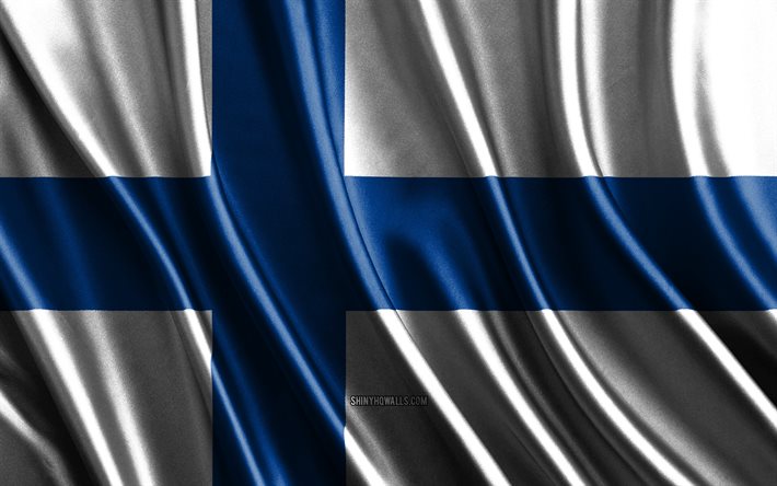 علم فنلندا, 4k, أعلام الحرير ثلاثية الأبعاد, بلدان أوروبا, يوم فنلندا, موجات النسيج ثلاثية الأبعاد, العلم الفنلندي, أعلام حرير متموجة, الدول الأوروبية, الرموز الوطنية الفنلندية, فنلندا, أوروبا