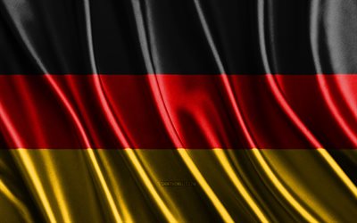 ドイツの旗, 4k, シルク3dフラグ, ヨーロッパの国, ドイツの日, 3dファブリック波, 絹の波状の旗, ヨーロッパ諸国, ドイツの国家シンボル, ドイツ, ヨーロッパ