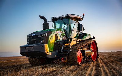 4k, Fendt 1100 Vario MT, tractor in field, crawler tractors, 2022 tractors, agriculture, sunset, agriculture concepts, green tractor, Fendt