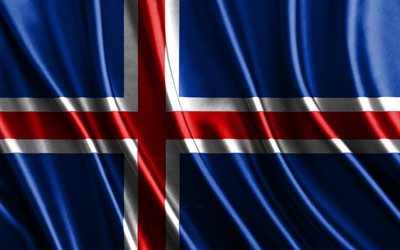 علم أيسلندا, 4k, أعلام الحرير ثلاثية الأبعاد, بلدان أوروبا, يوم أيسلندا, موجات النسيج ثلاثية الأبعاد, العلم الأيسلندي, أعلام حرير متموجة, الدول الأوروبية, الرموز الوطنية الأيسلندية, أيسلندا, أوروبا