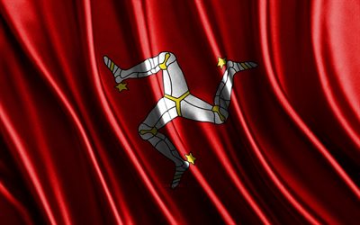 Flag of Isle of Man, 4k, silk 3D flags, Countries of Europe, Day of Isle of Man, 3D fabric waves, Isle of Man flag, silk wavy flags, European countries, Isle of Man national symbols, Isle of Man, Europe