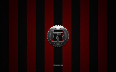 ottawa redblacks logo, kanada futbol takımı, cfl, kırmızı siyah karbon arka plan, ottawa redblacks amblemi, kanada futbol ligi, kanada futbol, ​​ottawa redblacks, kanada, ottawa redblacks gümüş metal logo