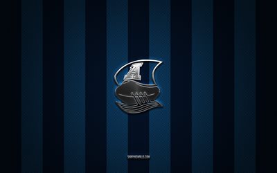 Toronto Argonauts logo, Canadian football team, CFL, blue carbon background, Toronto Argonauts emblem, Canadian Football League, Canadian football, Toronto Argonauts, Canada, Toronto Argonauts silver metal logo