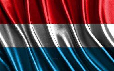 ルクセンブルクの旗, 4k, シルク3dフラグ, ヨーロッパの国, ルクセンブルクの日, 3dファブリック波, ルクセンブルク旗, 絹の波状の旗, ヨーロッパ諸国, ルクセンブルク国立シンボル, ルクセンブルク, ヨーロッパ