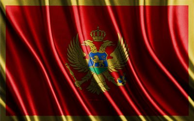bandeira do montenegro, 4k, bandeiras 3d de seda, países da europa, dia do montenegro, ondas de tecido 3d, bandeira montenegrina, bandeiras onduladas de seda, bandeira montenegro, países europeus, símbolos nacionais montenegrin, montenegro, europa