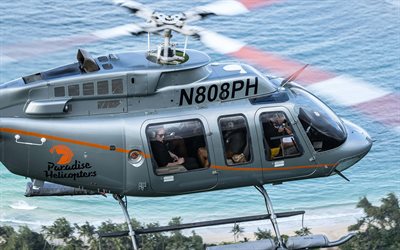 ベル430, 4k, 多目的ヘリコプター, 民間航空, 灰色のヘリコプター, 航空, 飛行ヘリコプター, ベル, ヘリコプター付きの写真