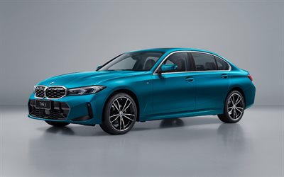2022, BMW 3, The 3, BMW 325Li M Sport, 4k, front view, exterior, blue sedan, blue BMW 3, BMW 3 series, German cars, BMW
