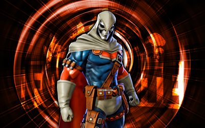 taskmaster, 4k, fondo de resumen de naranja, fortnite, rayos abstractos, skin de tareas, fortnite tareas skin, caracteres fortnite, tareas fortnite