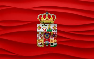 4k, ciudad realの旗, 3d wavesプラスターの背景, ciudad real flag, 3dウェーブテクスチャ, スペインの国民のシンボル, ciudad realの日, スペインの州, 3dレオンフラグ, ciudad real, スペイン