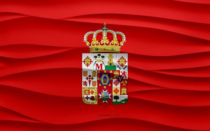 4k, flagge von ciudad real, 3d -wellenputzhintergrund, ciudad real flag, 3d -wellen textur, spanische nationale symbole, tag von ciudad real, spanische provinzen, 3d -leon -flagge, ciudad real, spanien