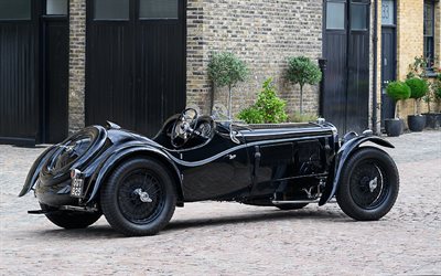 1934, dolomita de triunfo, vista traseira, exterior, carros vintage, carros retrô, dolomita de triunfo negro, triumph motor company