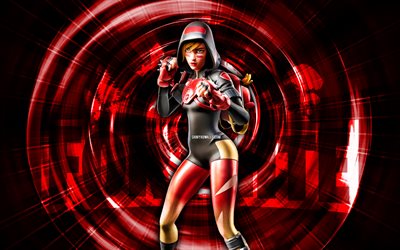 Dark Moxie, 4k, red abstract background, Fortnite, abstract rays, Dark Moxie Skin, Fortnite Dark Moxie Skin, Fortnite characters, Dark Moxie Fortnite