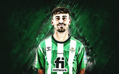 rodrigo sanchez, real betis, retrato, jogador de futebol espanhol, meio -campista, fundo verde, la liga, espanha, futebol