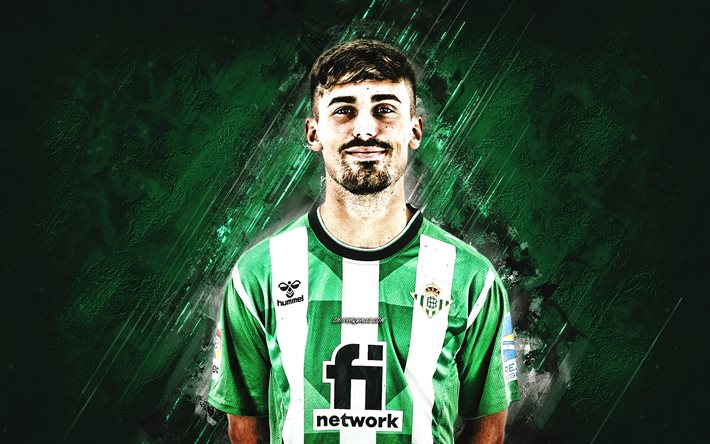 rodrigo sanchez, real betis, portrait, footballeur espagnol, milieu de terrain, fond en pierre verte, la liga, espagne, football