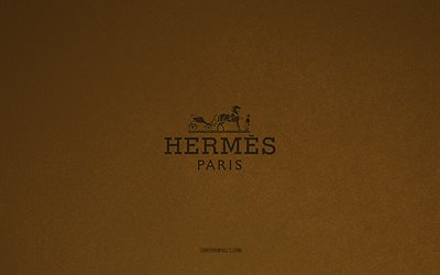 logo hermes, 4k, loghi dei produttori, emblema di hermes, trama in pietra marrone, hermes, marchi popolari, cartello hermes, sfondo di pietra marrone