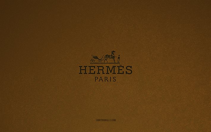 hermes logo, 4k, herstellerlogos, hermes emblem, braune stein textur, hermes, beliebte marken, hermes -zeichen, brauner steinhintergrund