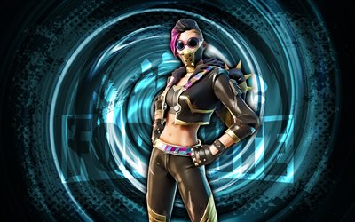 4k, rally raider, fortnite, blue grunge spiral sfondo, rally raider skin, rally raider fortnite character, rally raider fortnite, fortnite personal, grunge art