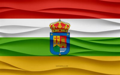 4k, bandiera di la rioja, sfondo in gesso onde 3d, texture di onde 3d, simboli nazionali spagnoli, giorno di la rioja, province spagnole, bandiera 3d la rioja, la rioja, spagna