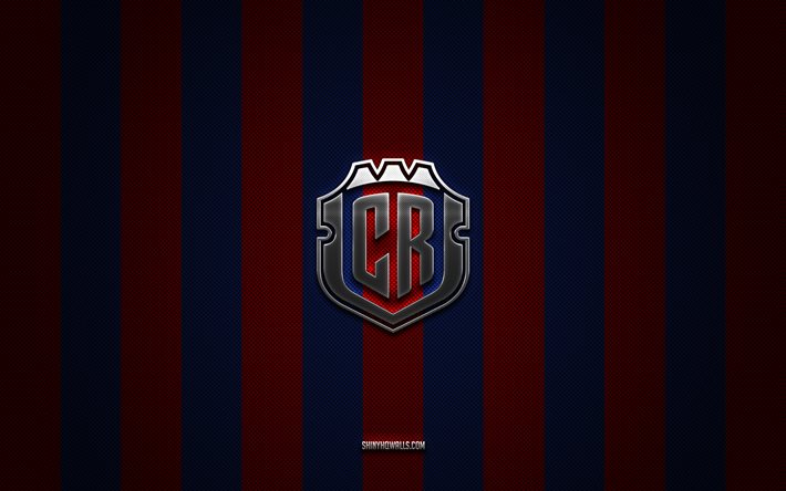 コスタリカナショナルフットボールチームのロゴ, concacaf, 北米, 青い赤い炭素の背景, コスタリカナショナルフットボールチームのエンブレム, フットボール, コスタリカナショナルフットボールチーム, コスタリカ