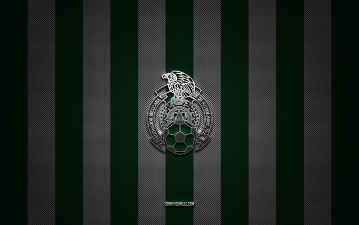 das mexikanische nationalfußballteam logo, concacaf, nordamerika, green white carbon hintergrund, mexikanisches fußballmannschaft emblem, fußball, mexikanische nationalfußballmannschaft, mexiko