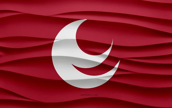 4k, Flag of Hiroshima, 3d waves plaster background, Hiroshima flag, 3d waves texture, Japanese national symbols, Day of Hiroshima, prefectures of Japan, 3d Hiroshima flag, Hiroshima, Japan