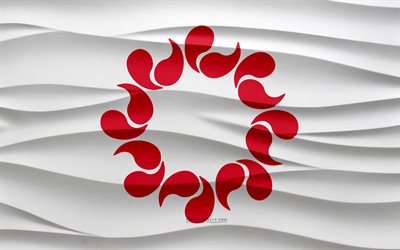 4k, Flag of Saitama, 3d waves plaster background, Saitama flag, 3d waves texture, Japanese national symbols, Day of Saitama, prefectures of Japan, 3d Saitama flag, Saitama, Japan