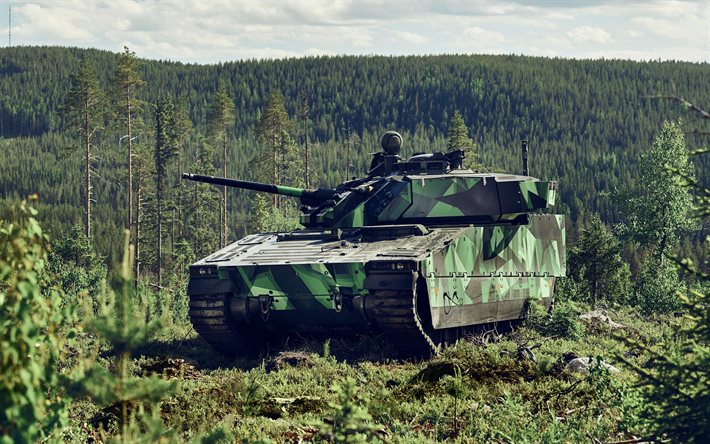 veículo de combate 90, veículo de combate rastreado sueco, stridsfordon 90, strf90, veículo de combate de infantaria, veículos blindados, strf9040c, veículos blindados modernos