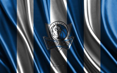 4k, Dallas Mavericks, NBA, blue white silk texture, Dallas Mavericks flag, American basketball team, basketball, silk flag, Dallas Mavericks emblem, USA, Dallas Mavericks badge