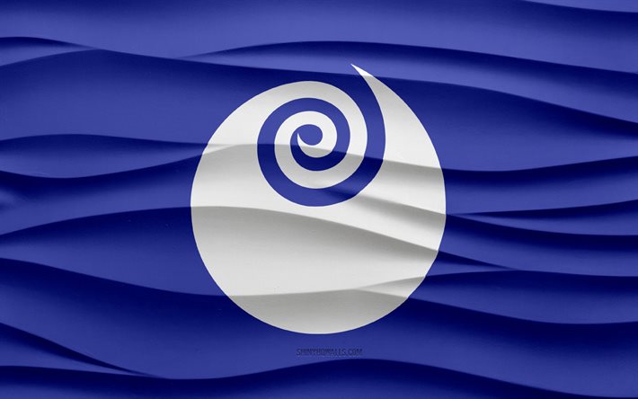 4k, Flag of Ibaraki, 3d waves plaster background, Ibaraki flag, 3d waves texture, Japanese national symbols, Day of Ibaraki, prefectures of Japan, 3d Ibaraki flag, Ibaraki, Japan