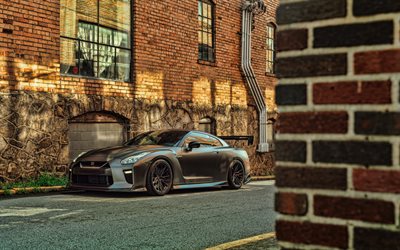 Nissan GT-R R35, front view, exterior, matt black GT-R, Nissan GT-R tuning, R35 tuning, matt black sports coupe, Japanese sports cars, Nissan