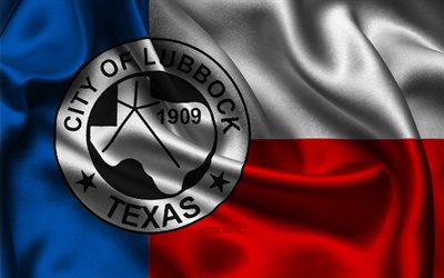 ラボック旗, 4k, 米国の都市, サテンフラグ, ラボックの日, ラボックの旗, アメリカの都市, 波状のサテンの旗, テキサスの都市, テキサス州ラボック, アメリカ合衆国, ラボック