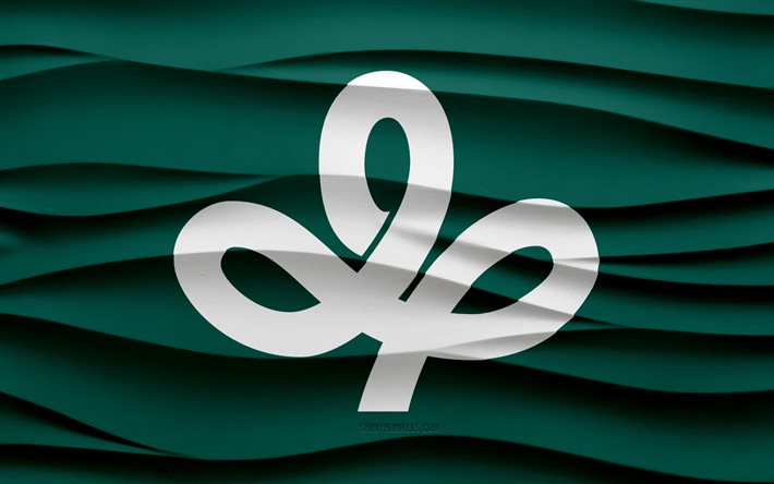 4k, Flag of Miyagi, 3d waves plaster background, Miyagi flag, 3d waves texture, Japanese national symbols, Day of Miyagi, prefectures of Japan, 3d Miyagi flag, Miyagi, Japan
