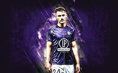 Anthony Rouault, Toulouse FC, french soccer player, defender, purple stone background, Ligue 1, France, football