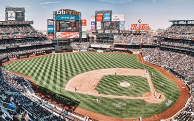 4k, Citi Field, baseball stadium, New York Mets stadium, MLB, aerial view, New York City, USA, baseball, baseball field, New York Mets