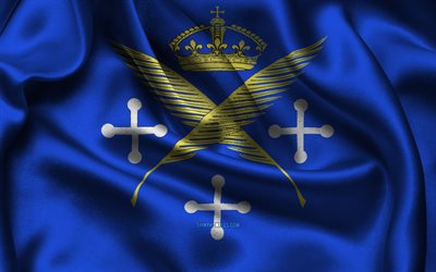 サンテティエンヌの旗, 4k, フランスの都市, サテンフラグ, サンテティエンヌの日, 波状のサテンの旗, サンテティエンヌ, フランス