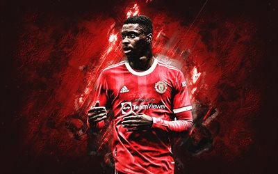 Axel Tuanzebe, Manchester United FC, portrait, English football player, red stone background, football, Premier League, England