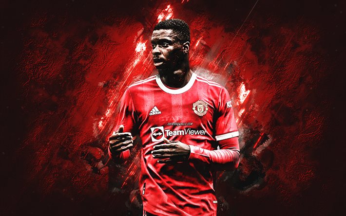 Axel Tuanzebe, Manchester United FC, portrait, English football player, red stone background, football, Premier League, England