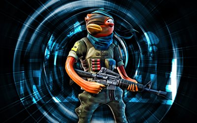 Triggerfish, 4k, blue abstract background, Fortnite, abstract rays, Triggerfish Skin, Fortnite Triggerfish Skin, Fortnite characters, Triggerfish Fortnite