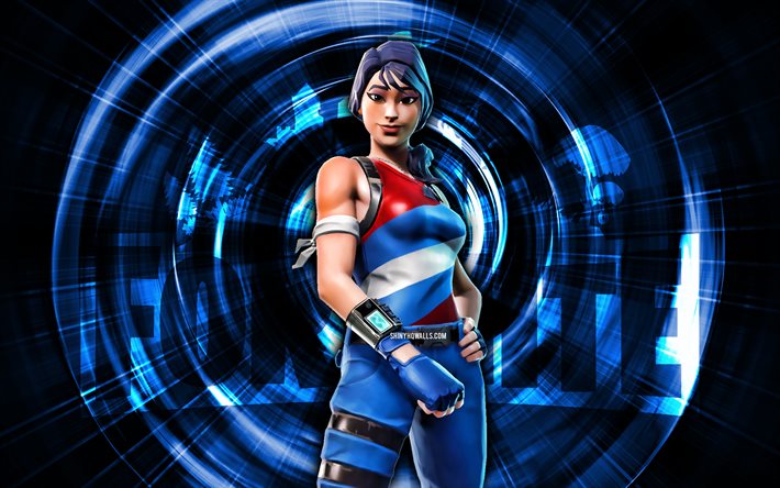 星条旗レンジャー, 4k, 青の抽象的な背景, フォートナイト, 抽象的な光線, 星条旗レンジャースキン, fortnite star spangled ranger スキン, フォートナイトのキャラクター, 星条旗レンジャー フォートナイト