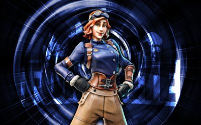 قلب, 4k, الأزرق، جرد، الخلفية, فورتنايت, أشعة مجردة, جلد airheart, fortnite airheart skin, شخصيات fortnite, airheart fortnite