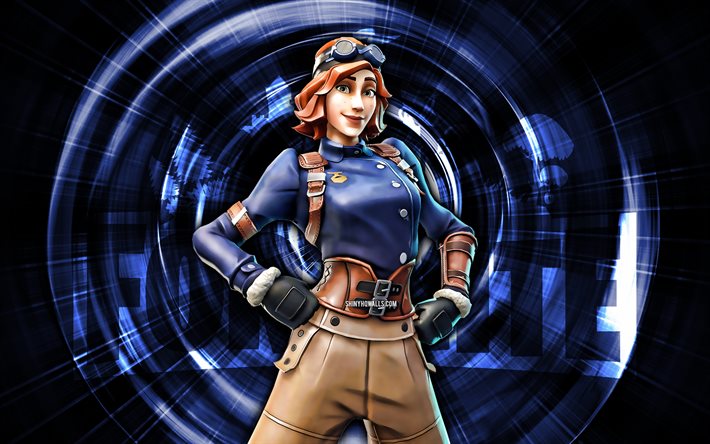 エアハート, 4k, 青の抽象的な背景, フォートナイト, 抽象的な光線, エアハートスキン, フォートナイト エアハート スキン, フォートナイトのキャラクター, エアハートフォートナイト