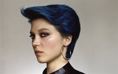 léa seydoux, photoshoot, cheveux bleus, actrice française, portrait de léa seydoux, mannequin français, star française